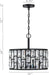 Farmhouse Crystal Convertible Chandelier and Semi Flush Mount Lighting Black Cylinder Drum Shade Pendant for Kitchen Island Dining Room Bedroom Hallway