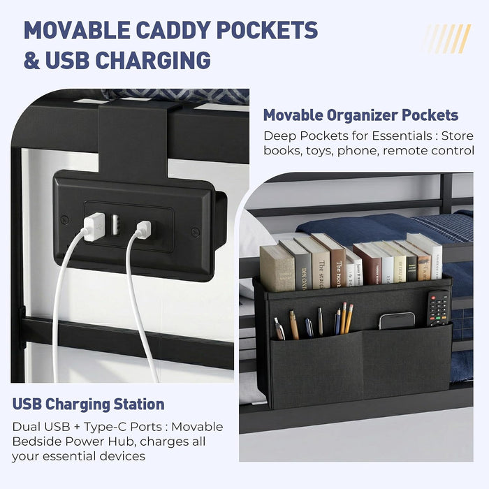 Black Twin Over Twin SpaceSaving BunkBed PremiumEdition