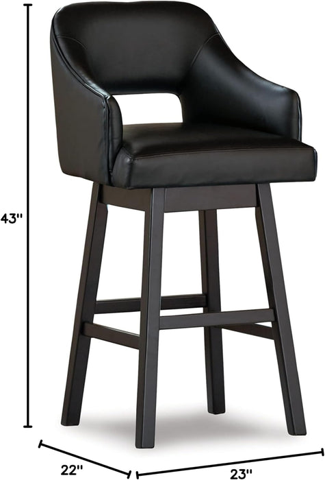 31" Tallenger Modern Pub Height Upholstered Swivel Barstool 2 Count, Black & Dark Brown