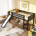 Twin Size Low Sturdy Loft Bed with Slide Wood