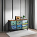 6 Drawer Dresser for Bedroom Van Gogh Chest of Drawers Wide TV Stands Fabric Storage Drawer Unit for Living Room Entryway Closet Sturdy Steel Frame Wood Top
