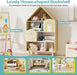 Natural Wood House Shaped Kids Dollhouse Bookshelf