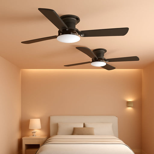 2 Pack Ceiling Fans with Lights, 42 Inch Low Profile Ceiling Fan with Light and Remote Control, Flush Mount, Reversible, 3CCT, Dimmable, Noiseless, Black Ceiling Fan for Bedroom, Indoor/Outdoor