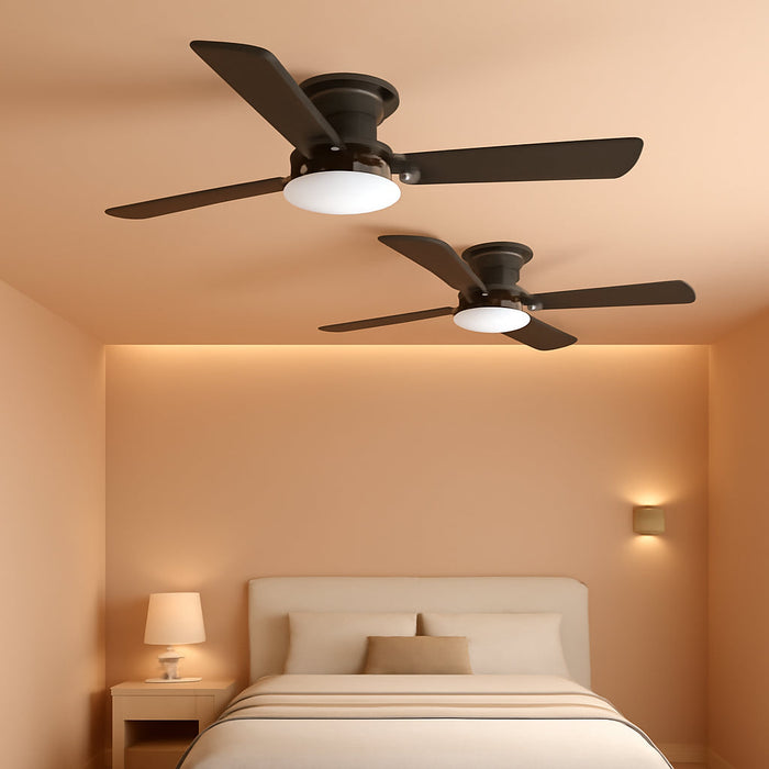2 Pack Ceiling Fans with Lights, 42 Inch Low Profile Ceiling Fan with Light and Remote Control, Flush Mount, Reversible, 3CCT, Dimmable, Noiseless, Black Ceiling Fan for Bedroom, Indoor/Outdoor