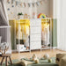 49.2“W Dresser with 2 Hanging Racks, 5 Drawers Dresser with LED Lights & Charging Station, Dressers TV Stand with Clothes Rack, Shoe Racks and Side Hooks, Chest of Drawers for Bedroom, White