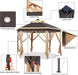 Yaheetech 13×13 Pop-Up Patio Gazebo Tent W/Mesh Netting Sides & 25 Solar LED Lights, Hexagonal Double Vented 3 Height Adjustable Gazebo with Storage Bag for Backyard, Garden, Lawn, Khaki & Brown