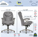 Claremont Executive Office Chair with Back-In-Motion Technology, Ergonomic Mid-Back with Pivot Lumbar Support and Seat, Plush Cushion, Body Pillows, Adjustable Arms, Bonded Leather, Gray