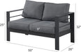 Patio Furniture Aluminum Loveseat, All-Weather Outdoor 2 Seats Sofa Couch, Gray Metal Chair with Dark Grey Cushions