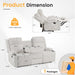 Reclining Sofa Couch,Loveseat 3 Seater Recliner Sofa with Drop down Table/ 4 Cup Holder/Hidden Storage, Wall Hugger Recliner Sofa for Living Room & Home Theater & Rv(Beige)