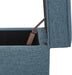 17" Square Ottoman with Storage, Small Blue Storage Ottoman Foot Rest with Hinged Lid & Solid Wood Legs, Linen Fabric Foot Stool for Living Room & Bedroom, Seasonal Home Refresh & Gifting