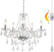 Dimmable Plug-In 5 Light Crystal Chandelier with Cord Glass, Chrome Candle Style Hanging Swag Lighting, K9 Crystals Beads Modern Pendant Light Fixtures Ceiling for Dining Living Room Bedroom
