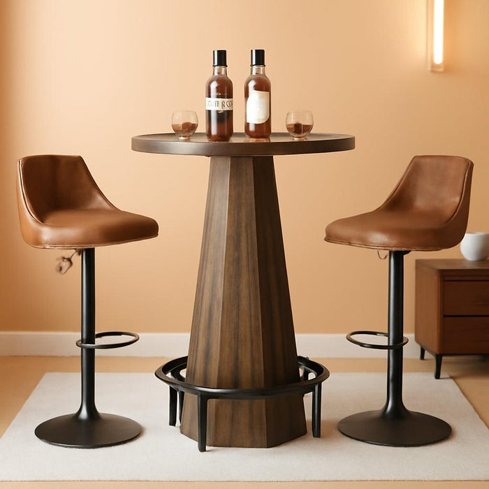 Bar Table, 37.4" High round Pub Table for Small Bars, Dining Room, Kitchen, Rustic Brown (Only Table)