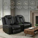 3-Piece Power Reclining Sectional Sofa Set with LED Lights,Air Leather Recliner Couch with USB Power Port,Storage Console/Cup Holder,Recliner Sofa Set for Living Room Furniture,Black