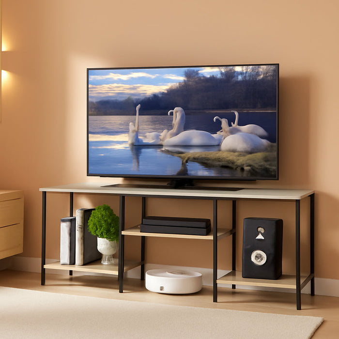 50 Inch TV Stand for Living Room Farmhouse Entertainment Center with Storage Shelves 3 Tier TV Console Table Media Cabinet for 50 43 40 32 Inch TV, Rustic Grey