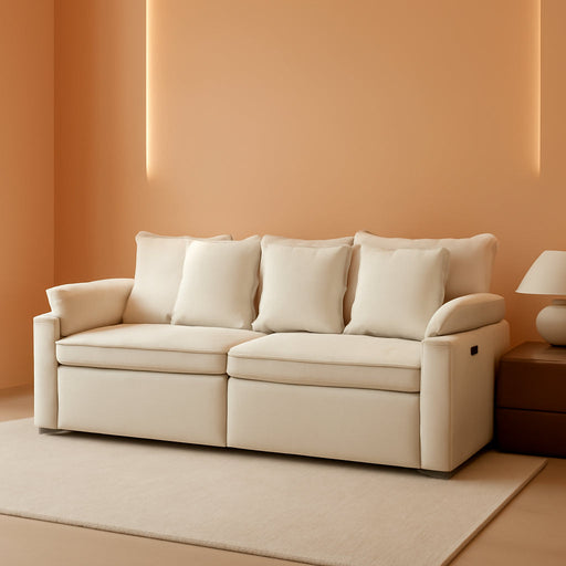 King Size Beige UltraLuxurious Sleeper Sofa USBPortsPro