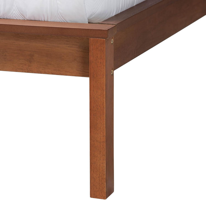 Cascadia Mid-Century Modern Walnut Brown Wood King Size Wingback Platform Bed