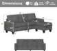 Gray Velvet Sectional Sofa with Storage