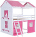 TwinOverTwin HousePlayhouse Bunk Bed PinkWhite Windows