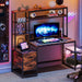 Computer Desk with Drawers and Hutch, 55" Gaming Desk with Storage Shelves, Modern Wooden Study Writing Desk for Bedroom Home Office, Brown