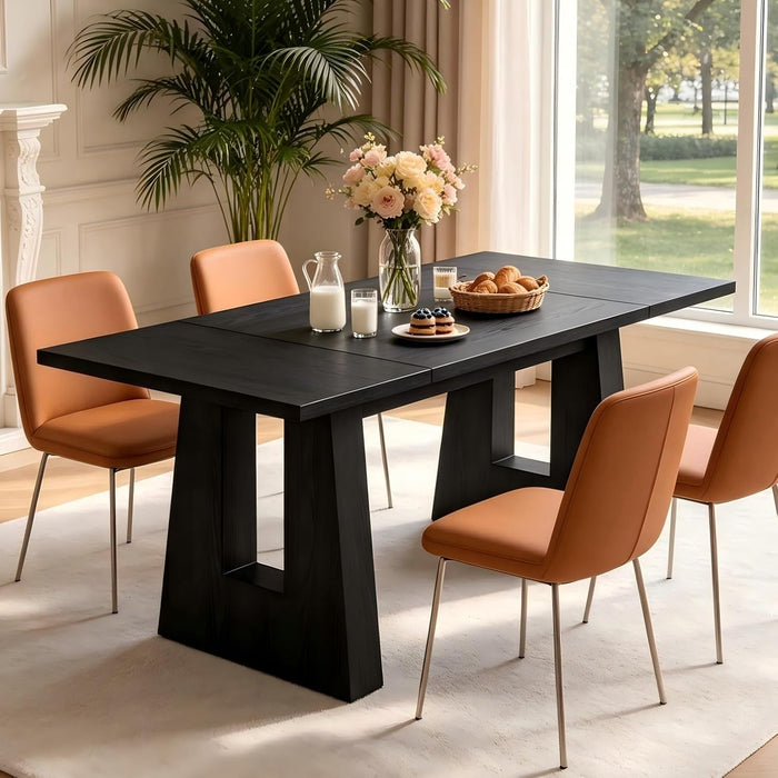 63" Dining Table for 4-6 People, Modern Kitchen Table, Black
