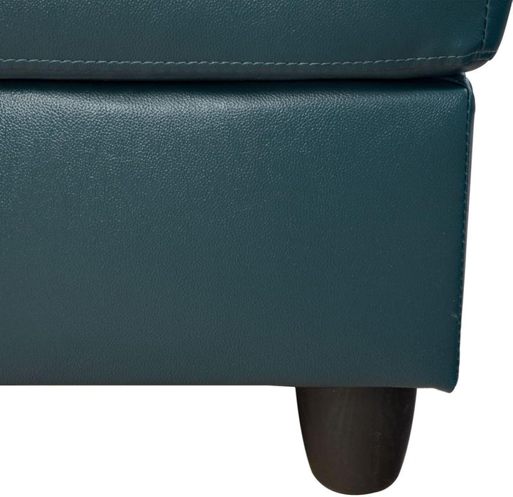 L-Shaped 3-Piece Semi PU Synthetic Leather Sofa with Storage Ottoman Set, Sectional Couch Sofa Set for Living Room, Office, Small Space, Peacock Blue