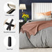 Queen Size Velvet Bed Frame/Vertical Channel Tufted Wingback Headboard/Upholstered Platform Bed/Strong Wooden Slats/No Box Spring Needed/Easy Assembly/White