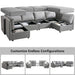 U-Shaped Sectional Sofa with Storage and Reversible Chaises,Light Grey