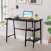 43" Home Office Computer Desk Trestle Desk with 2 Shelves Writing Study Workstation Style Wood Table Metal Frame for Home Office Reversible Storage Desk, Black