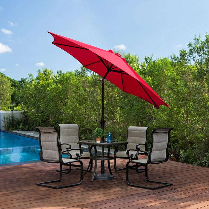 9Ft Enhanced Aluminum Umbrella W/ Tilt and Crank, Red