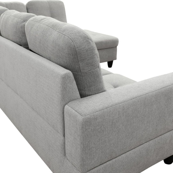 L-Shaped 3-Piece Flannel Sofa with Storage Ottoman Set, Sectional Couch Sofa Set for Living Room, Office, Small Space, Light Grey