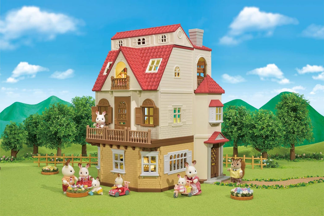 Red Roof Grand Mansion Gift Set, Dollhouse Playset with 3 Figures, Furniture, Vehicle and Accessories