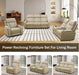 Power Reclining Sofa Set, Living Room Furniture Set with USB Ports, Leather Recliner Couches Set for Living Room/Apartment/Office/Home Theather (Khaki, Sofa+Loveseat+Chair)