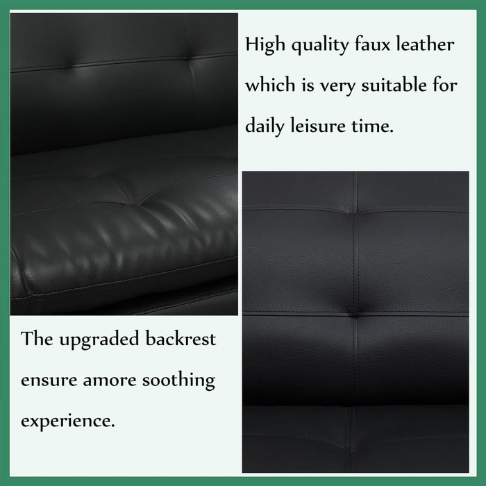Leather Sofa Set,Leather Sofa Set for Living Room Furniture Sets, Loveseat Sofa with Chair 3-Piece for Living Room/Office/Apartment(Black)