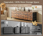 77.6" Long Dresser for Bedroom, 16 Drawer Fabric Dresser for Closet, Wide Chest of Drawers with Storage, TV Stand for 65, 75, 85 Inch TV, 77.6" W X 13" D X 26.4" H, Rustic Brown