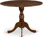 DMT-AWA-TP Dublin Kitchen Dining Table - a round Wooden Table Top with Dropleaf & Pedestal Base, 42X42 Inch, Walnut