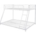 Twin over Full Metal Bunk Bed with Flat Ladder and Guardrail