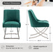 Kitchen Dining Chairs Set of 2,Accent Modern Upholstered Velevt,Contemporary Tufted Metal Chairs with X-Shaped Sliver Legs for Dining Room,Living Room, Reception Room(Dark Green)