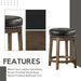 Kenmare Swivel Bar Stools Set of 2, Rustic 360 Degree Backless Swivel Counter Stools, Faux Leather Upholstered, Solid Wood Frame, Easy Assembly, round Bar Stools Swivel, Foot Rest, 25" Black