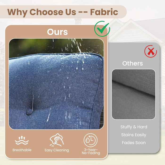 Patio Furniture Set,4 Pieces Outdoor Conversation Set,All Weather Wicker Loveseat Sofa Set with High Back Chairs Table,Denim Blue