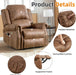 Power Recliner Chair with Massage and Heat, Faux Leather Electric Recliner Chair, Classic Single Sofa with Rivet Decoration for Living Room, Nut Brown