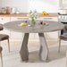 Round Dining Table for 4-6, Farmhouse Kitchen Table, Grey, 47 Inch | Modern Circle Dining Table with Wood Top, Wood Dinner Table with Wooden Pedestal Base for Dining Room, Living Room,Office