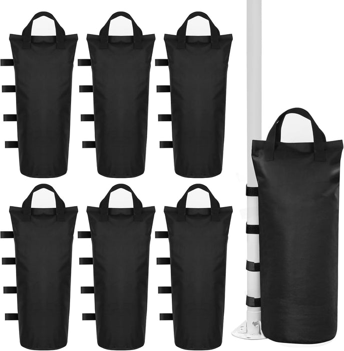 6 Pack Canopy Weight Sand Bags Black 168 LBS Large Canopy Support Frame Fixed Sandbag Windproof Sandbag for Instant Outdoor Sun Shelter Patio Umbrella (No Sand) (6-PCS) (Black)