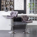 Breni Velvet Diamond Tufted Swivel Adjustable Height Barstools, Set of 2, Gray