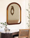 Arched Mirror 24 X 36 Inch,Brown Wood Rustic Bathroom Tempered Wall Mirror with Wood Frame,Round Corner Arch Farmhouse Wooden Vanity Mirror for Living Room,Entryway or Bedroom（Walnut Brown）