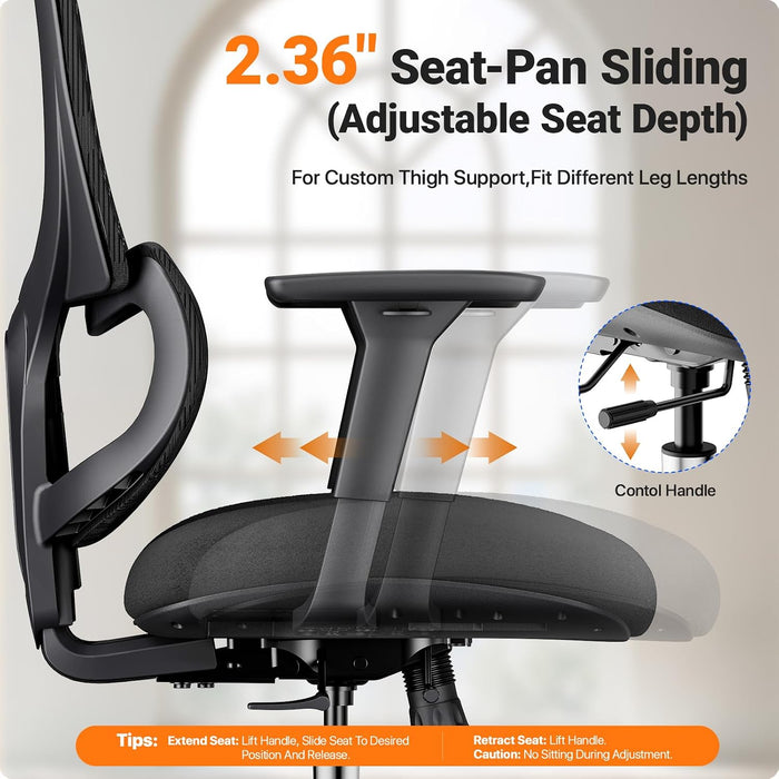 Big & Tall Ergonomic Mesh Office Chair 400 Lbs with Lumbar Support, Recline