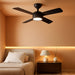 42 Inch Ceiling Fans with Lights and Remote, Small Bedroom Ceiling Fan with 3 Reversible Blades (Black/Wood), Quiet DC Motor, 6 Speeds, 3 Color, Memory Function, Modern Fan for Home, Black