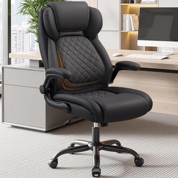 Ergonomic Office Chair, Big and Tall Leather Desk Chair with Lumbar Support