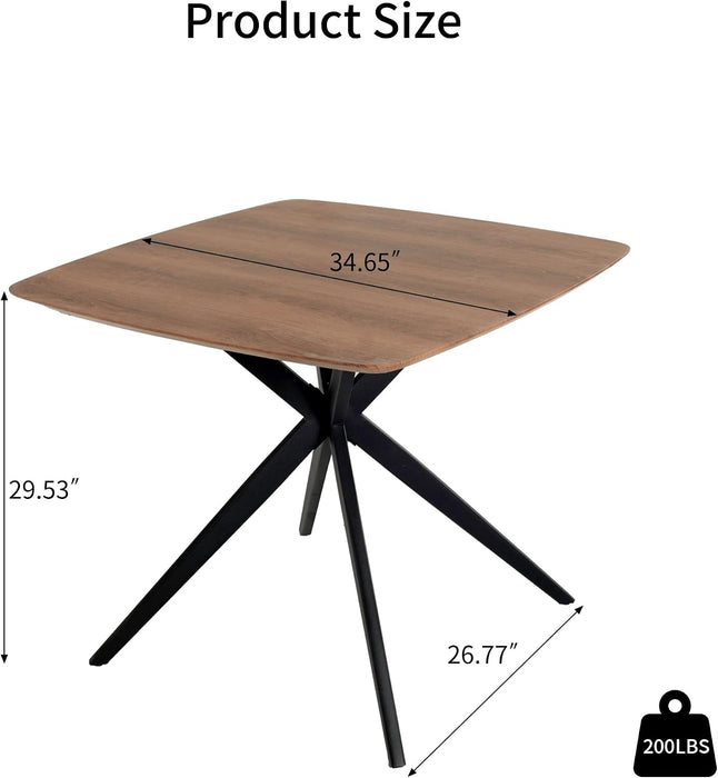 Small Dining Table for 2, Walnut Small Kitchen Table | 34.64" Brown Dining Table for 2, Space-Saving Kitchen & Dining Room Table for Apartments, Coffee, Breakfast