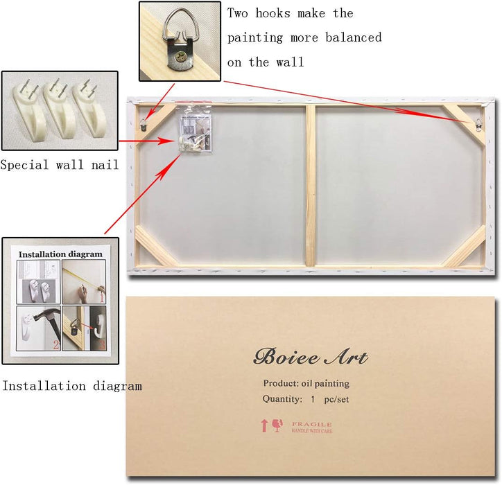 Art,30X45Inch Hand Painted Textured White Flower Oil Painting on Canvas Gold Acrylic Wall Art Abstract Landscape Paintings Stretched and Framed Ready to Hang