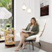 Outdoor Rattan Swivel Chair,Nature Wicker Patio Rotating Chair with Beige Thickened Cushion and Side Pocket,360° Rotation Patio Lounge Chairs for Living Room Bedroom Backyard Balcony
